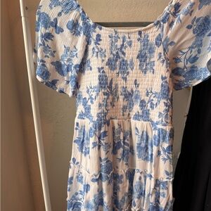 Blue and White Floral Dress